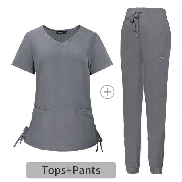 Bata quirúrgica de hospital, ropa de lavado, clínica, herramientas profesionales, enfermera, estudiante, traje femenino fino con cuello en V