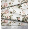 thumbnail image 2 of Soimoi White Heavy Canvas Fabric Leaves & Rose Floral Print Upholstery Fabric, Fabric for Home Accents Sewing Fabric BTY 58 Inch Wide, 2 of 3