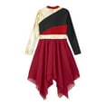 thumbnail image 6 of YONGHS Kids Girls Long Sleeve Gold Metallic Ballet Liturgical Praise Lyrical Dance Dress Burgundy 8, 6 of 7