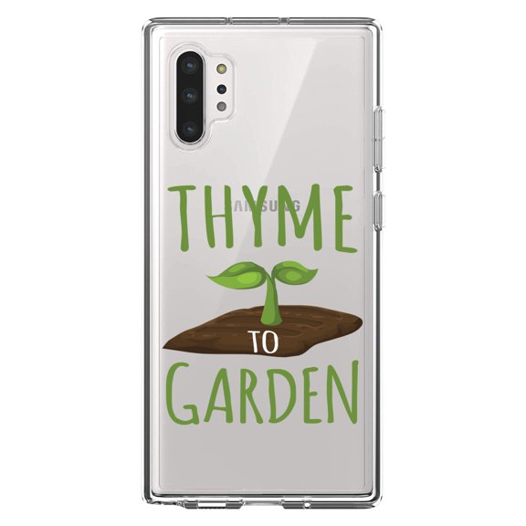 DistinctInk Clear Shockproof Hybrid Case for Galaxy Note 10 PLUS (6.8" Screen) - TPU Bumper Acrylic Back Tempered Glass Screen Protector - Thyme to Garden