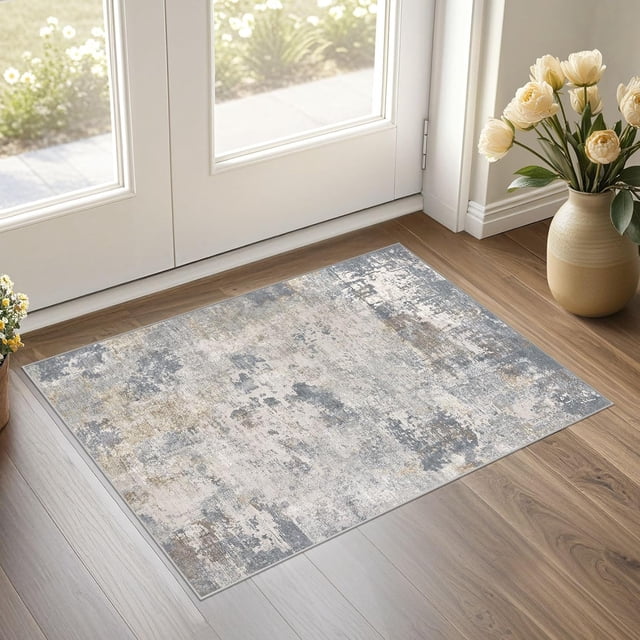 x Area Rug Living Room Rugs Washable Neutral Modern Abstract Soft Thin Large Rug Indoor Floor No Slip Rug Carpet for Bedroom Under Dining Table Home Office Decor Grey