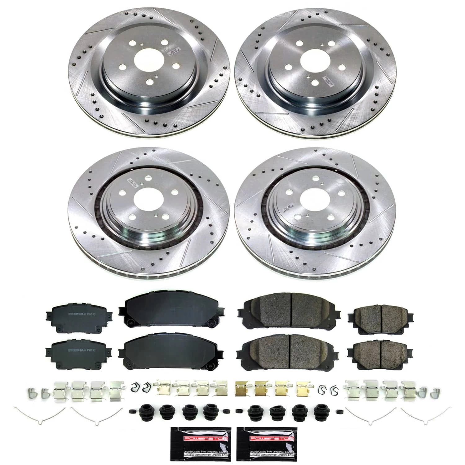 PowerStop Front and Rear Z23 Evolution Sport Carbon-Fiber Ceramic Brake Pad and Drilled & Slotted Rotor Kit Fits: LEXUS TOYOTA Select Models K8817