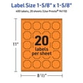 thumbnail image 6 of Avery Square Scalloped Labels, Bright Orange, 1-5/8" x 1-5/8", 400ct, 6 of 11