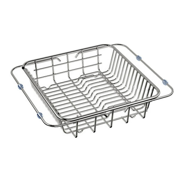 Escurreplatos de acero inoxidable para fregadero | Rejilla telescópica para verduras y utensilios de cocina | Organizador multicapa para utensilios y especias | 2 tamaños disponibles
