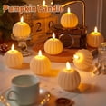 thumbnail image 3 of YSTIANN 4 Pack LED Pumpkin Candles - Battery Operated Flameless Halloween Lights with Realistic Flickering Flame, Fall Decor for Home Table Centerpiece Party (Pumpkin) WJ94-2789, 3 of 7