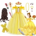 thumbnail image 2 of Vestidos de princesa bella para niños, disfraz de fiesta de cumpleaños para niñas, ropa de flores de Halloween, disfraz de fantasía de La Bella y La Bestia, 2 of 5
