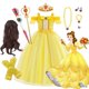 thumbnail image 2 of Vestidos de princesa bella para niños, disfraz de fiesta de cumpleaños para niñas, ropa de flores de Halloween, disfraz de fantasía de La Bella y La Bestia, 2 of 5