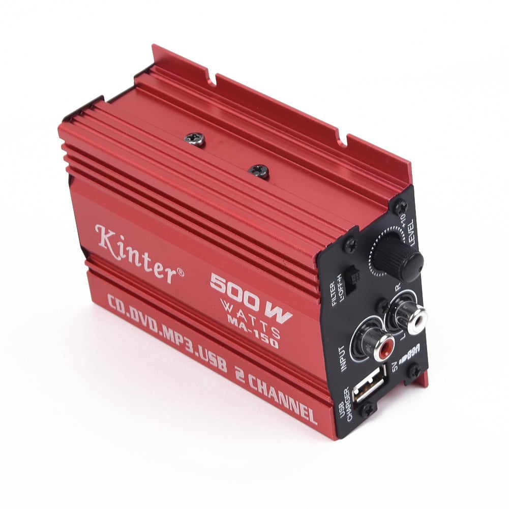 Car 12V 500W 2 Channels Mini Hi-Fi Stereo Audio Amplifier Amp Subwoofer