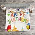 thumbnail image 3 of Ambesonne Birthday Quilted Bedspread Set 3 Pcs, Cartoon Animals Party, Queen Size, Multicolor, 3 of 3