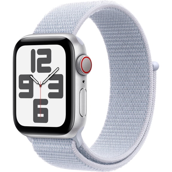 Open Box Apple Watch SE 2 Cell 40mm Silver Aluminum - Blue Cloud Sport Loop MXFU3LL/A