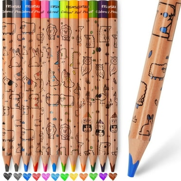 Nsxsu Jumbo Colored Pencils for Kids, Triangle Thick Coloring Pencils, 12 Fat Color Pencil Set for 3-12 Preschool Toddlers Art Supplies, Christmas Stocking Stuffers, Pencil Party Favor Bags