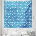 thumbnail image 1 of Bird on a Wire Tapestry, Continuous Monochromatic Silhouettes of Doves on Wavy Lines Pattern, Fabric Wall Hanging Decor for Bedroom Living Room Dorm, 5 Sizes, Sky Blue and White, by Ambesonne, 1 of 1