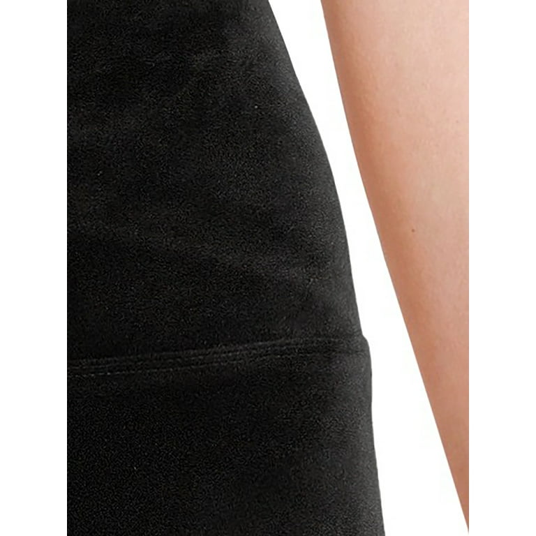 Time and Tru Black Fitted Mid Rise velvet Leggings Back Pockets Size medium  (h