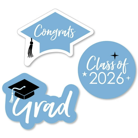 Big Dot of Happiness Light Blue 2026 Graduation Party - DIY Shaped Cut-Outs - 24 Count