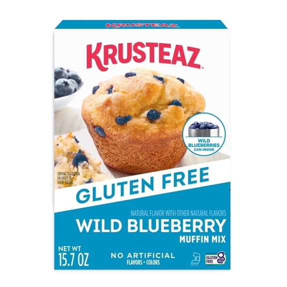 Krusteaz Gluten Free Wild Blueberry Muffin Mix, Gluten Free Wild Blueberry Muffins Made With Real Wild Blueberries, 15.7 oz Box
