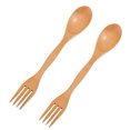 thumbnail image 2 of 2Pcs Ergonomic Curve Spork Chocolate Birch for Children Camping, 2 of 8