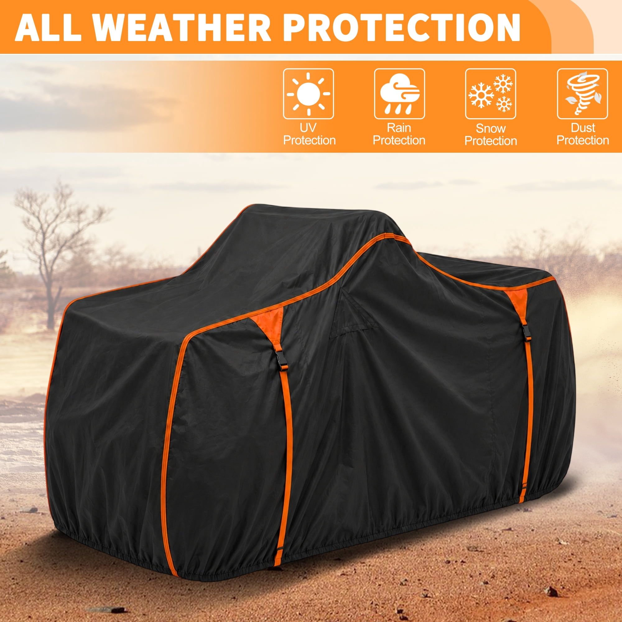 Unique Bargains ATV Cover for Can-Am Outlander 400 Waterproof Protection Black Orange