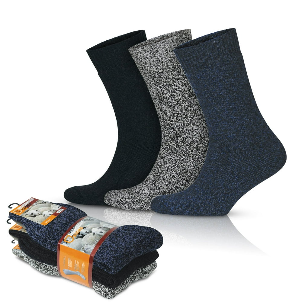 GoWith - GoWith Men's Norwegian Wool Warm Thermal Knit Crew Socks | 3 ...