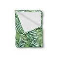 thumbnail image 2 of Leaf Soft Flannel Fleece Throw Blanket, Watercolor Print Botanical Wild Palm Trees Leaves Ombre Design Image Exotic Jungle, Cozy Plush for Indoor and Outdoor Use, 60" x 80", Green White, by Ambesonne, 2 of 5