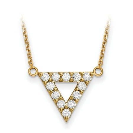 Diamond Triangle Necklace - Solid 14k Yellow Gold AA Quality Diamond 3mm Triangle Necklace Chain 18