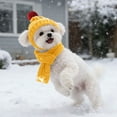 thumbnail image 5 of Dog Santa Hat and Scarf Set Christmas Small Dog Outfits Fall Winter Yellow Knitted Cat Scarf with Red Pompom Pet Santa Decoration for Puppy and Cats(Yellow Hat+Scarf, M), 5 of 10