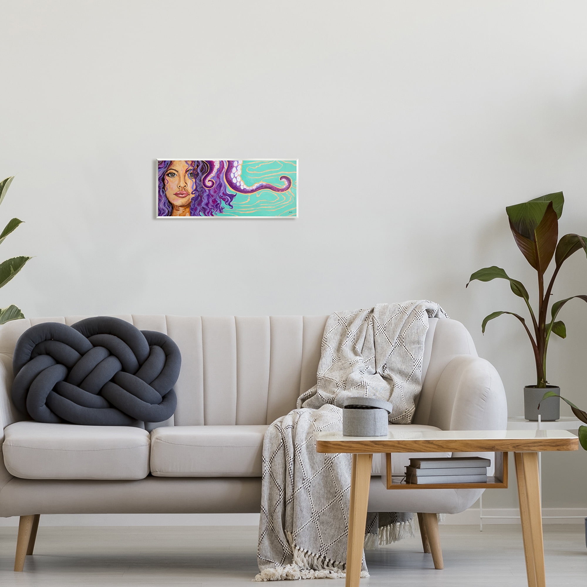 Stupell Industries Modern Octopus Girl Portrait Animals & Insects Painting Unframed Art Print Wall Art, 17 x 7