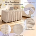 thumbnail image 4 of 6ft Khaki Gingham Ruffled Teacher Desk Skirt, Scalloped Hook and Loop Table Skirt, Back to School Classroom Decor, Polyester Full Coverage Desk Skirt for Teacher Office Reception Table Decor, 4 of 8