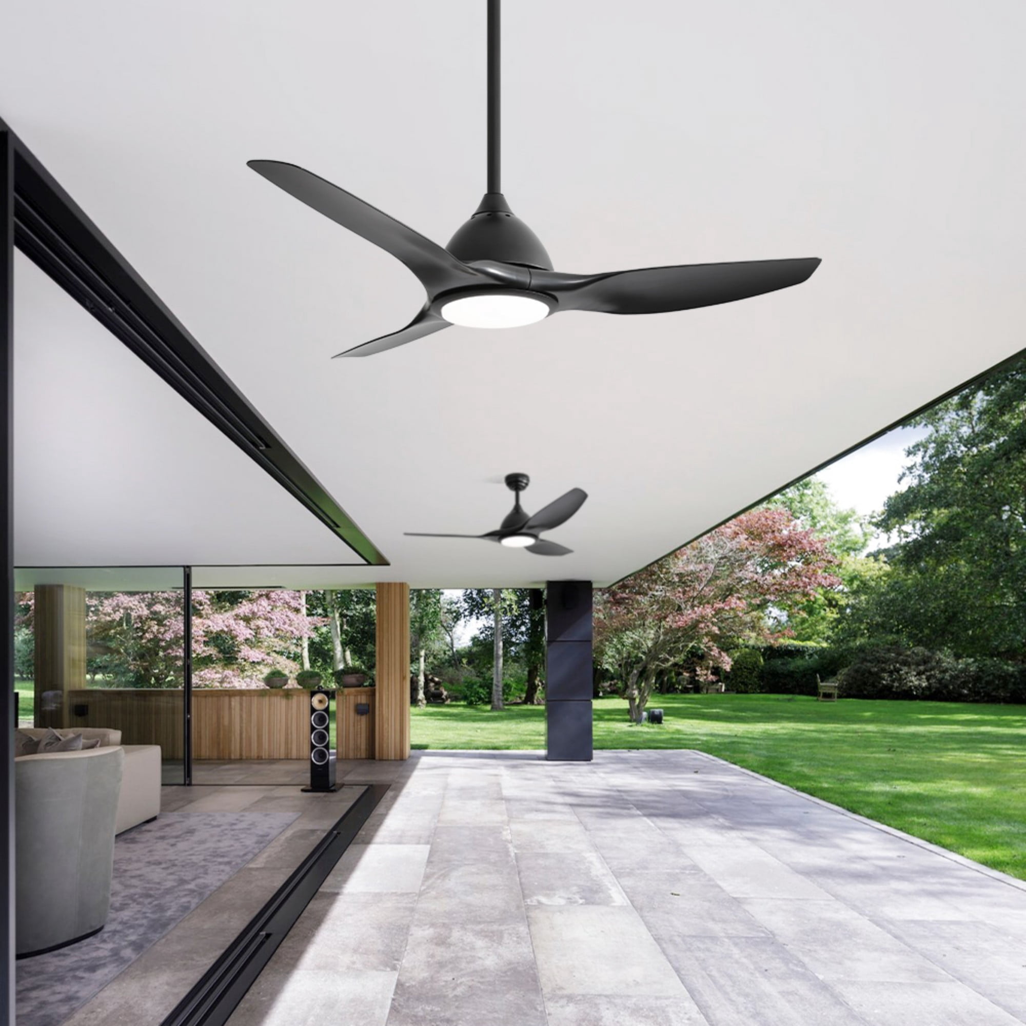 Sofucor 52 Inch Ceiling Fans with Lights and Remote Control, 3 Down Rods Outdoor Ceiling Fan with Light, Dimmable LED Light, Noiseless Motor & 3 Reversible Wood Blades