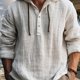 thumbnail image 4 of QUTETN Spring And Summer Solid Color Shirt, And Linen, Buttons, Drawstring, Long Sleeved Hooded Sweatshirt, Daily Casual Wear, Jogging, Men'S Clothing, 4 of 4