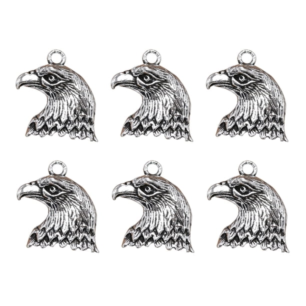 BRIGHTFUFU 20 piezas delicadas aleaciones de cabeza de águila colgantes dijes accesorios de fabricación de joyas de bricolaje para collar pulsera (plata antigua)