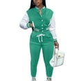 thumbnail image 1 of LUXUR Women Single Breasted 2 Piece Tracksuit With Pockets Running Jogger Set Mint Green S, 1 of 3