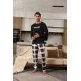 thumbnail image 3 of ZEFORTEX Men's Pajamas Set Long Sleeve Top with Plaid Pants Soft Sleepwear Loungewear, 3 of 6