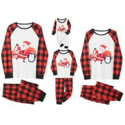 XINGQING Family Matching Christmas Pajamas Set Santa Penguin Elk Long Sleeve Tops Plaid Pants Sleepwear Set