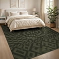 thumbnail image 3 of ODIKA 8'x10' Olive Green Geometric Checkered Design Washable Area Rug Intricate Patterns with Modern Flair Durable, Non-Slip for Living Room, Under Sectional, Family, 3 of 7