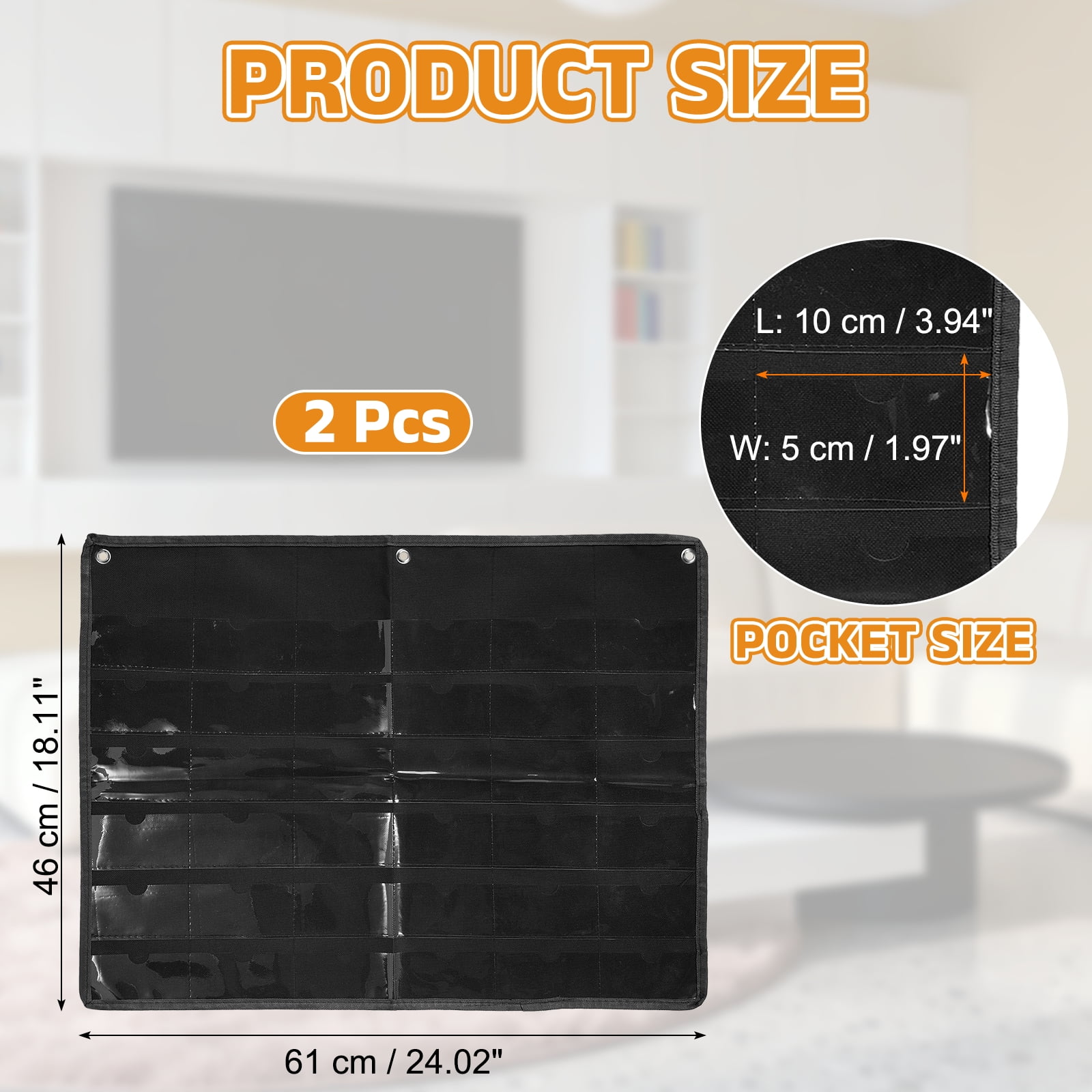 Uxcell 2 Pcs 2" x 4" Index Card Holder Sleeve, 36 Card Slots Organizer Sleeve for Office Home Organization, Black