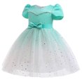 thumbnail image 6 of Pejock 2-10 Years Kids Pageant Flower Girl Dress Little Girls Party Wedding Formal Dresses Toddler Girls Net Yarn Flowers Mesh Print Bow Ruffles Birthday Party Gown Long Dresses, 6 of 6