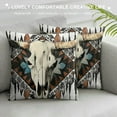 thumbnail image 3 of Boho Cow Aztec Western Bull Skull Throw Pillow Covers ,Boho Cow Aztec Western Decor, 3 of 5