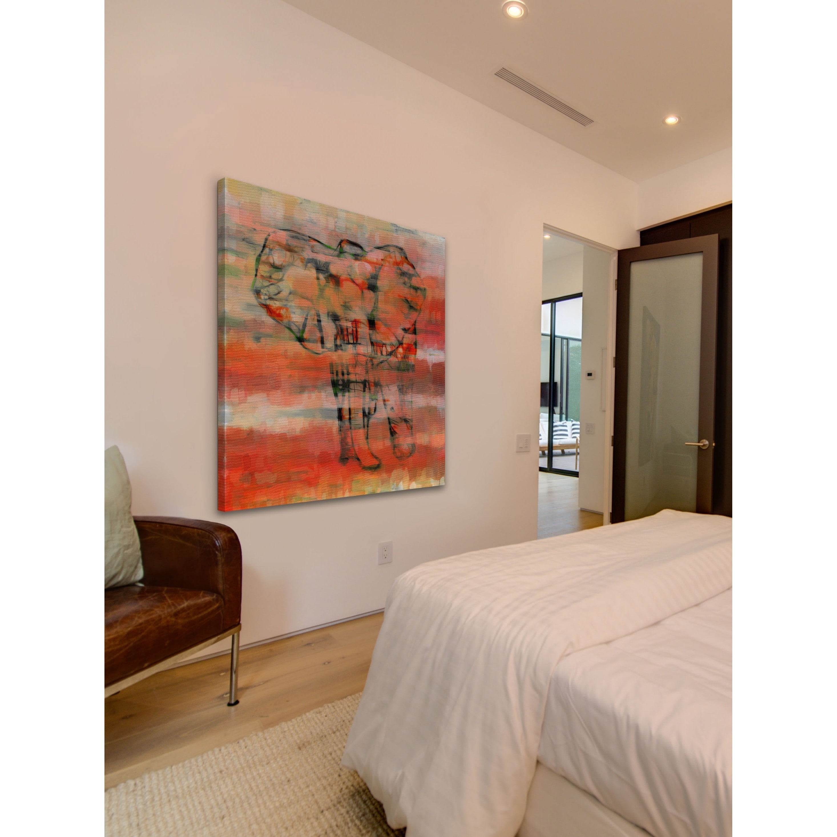 Parvez Taj "Red Elephant" Print on Canvas