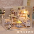 thumbnail image 2 of 1/24 Casa de Muñecas en Miniatura de Bricolaje con Muebles de Sala de Estar Gato de Simulación Regalo para Niños Sunnimix Casa de muñecas en miniatura DIY, 2 of 6