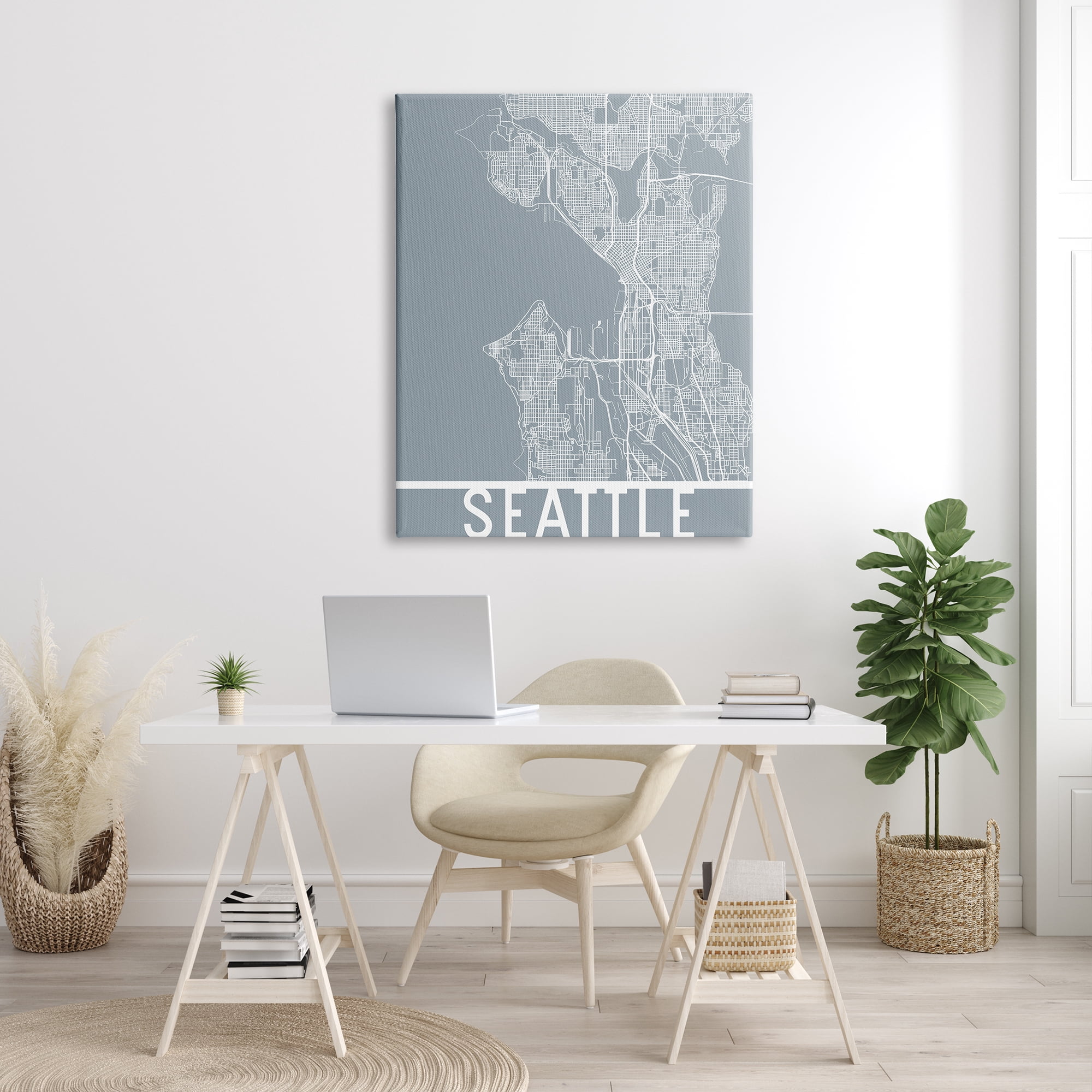 Stupell Industries Seattle City Street Map Geometric Transportation Grid Washington, 36 x 48, Design by Daphne Polselli