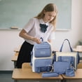 thumbnail image 2 of HNMKIU Backpack For Women Large Capacity School Bag With 5 Piece Set Lightweight Bookbag For Students ,Blue, 2 of 4