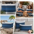 thumbnail image 5 of Lake Blue Stripes Outdoor Waterproof Pillow Covers, Modern Minimalist Gradient Lines Decorative Square Throw Pillowcase Sofa Cushion Sham for Patio/Couch/Chair, 24"x24" 2 Pack, 5 of 8