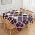 thumbnail image 2 of 4th of July Tablecloth Rectangle Patriotic Memorial Day Red Blue Buffalo Plaid Stars Table Cloth - 60 x 84 Oblong Polyester Independence Day Table Cover Washable Waterproof for Party Picnic Dinner, 2 of 8