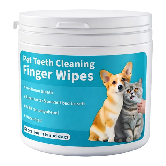 Mozhitti Pet Teeth Cleaning Finger Wipes Disposable Care For Dogs & Cats Teeth Cleaning & Breath（50ml）