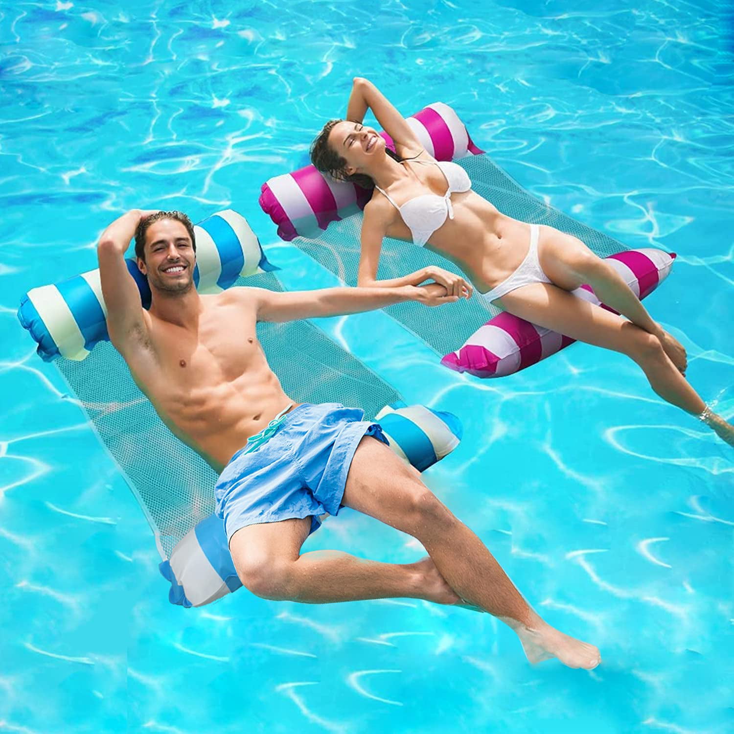 Water Hammock Multi-Purpose Hammock Inflatable Pool Float Swimming Pool Pink 