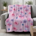 thumbnail image 2 of Spring Floral Blanket Soft Cozy Warm Throw Blanket for Couch, Plush Fuzzy Flannel Fleece Blankets for Sofa, Summer Botanical Purple Pink Flower Bed Blankets Lightweight Gifts for Women, 50"x80", 2 of 9