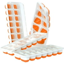 Ice Cube Trays 4 Pack, Easy-Release Silicone & Flexible 14-Ice Cube Trays with Spill-Resistant Removable Lid, LFGB Certified and BPA Free, for Cocktail, Freezer, Stackable Ice Trays