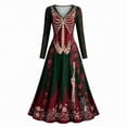 thumbnail image 4 of Stamzod Halloween Dresses for Women Fashion Vintage Long Sleeve A Line Maxi Dress Plus Size V Neck Long Party Dress, 4 of 4