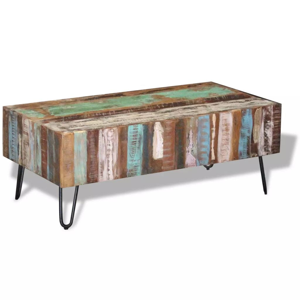 Kepooman Modern Rectangle Solid Reclaimed Wood Side End Accent Table for Bedroom Living Room, 39.4" x 19.7" x 15", Multi-color Kepooman Modern Rectangle Solid Reclaimed Wood Side End Accent Table for Bedroom Living Room, 39.4" x 19.7" x 15", Multi-color