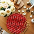 thumbnail image 2 of Red Geometric Round 13 Inch Placemats Set of 8, Modern Morocco Abstract Art HeatResistant Non Slip Place Mats for Dining Table, Wipeable Braided Kitchen Table Mats for Housewarming, 2 of 9